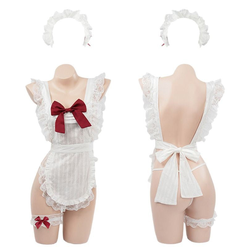 Exquisite French Maid Temptation with Headpiece &Leg ring