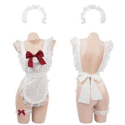 Exquisite French Maid Temptation with Headpiece &Leg ring